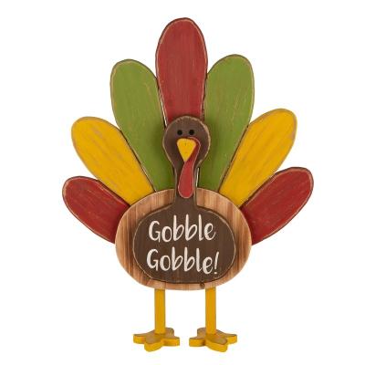 China 2022 Holiday Decorations Country Style, Gobble Gobble, Wooden Turkey Thanksgiving Decorations Harvest Festival Decoration for sale