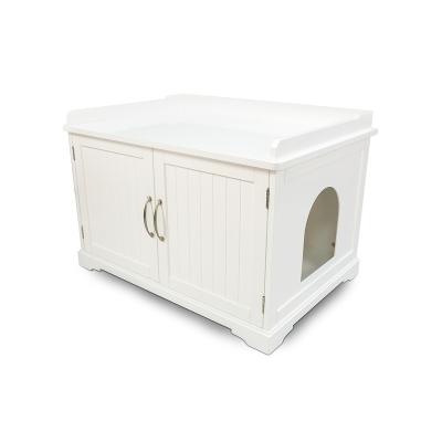 China Easy assembly Wooden Hidden Washroom Indoor Cat Cage Double Doors Large Automatic Cat Litter Box for sale