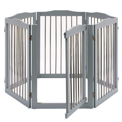 China Sustainable Freestanding Foldable Stainless Steel Bar Pet Play Pen for Dogs,31.5 inch Tall, dog gate for House, Stairs, Doorways, Grey for sale