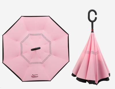 China Transitional Hands Free C Handle Double Layer Reverse Reversible Reverse Inverted Umbrella for Better Brella for sale