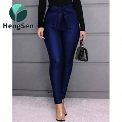 China Anti-wrinkle New Arrival Autumn Slit Hem New 2020 Black PU Leather Pants Women Latest Wear Sexy Skinny Specular Fashion Clothes for sale