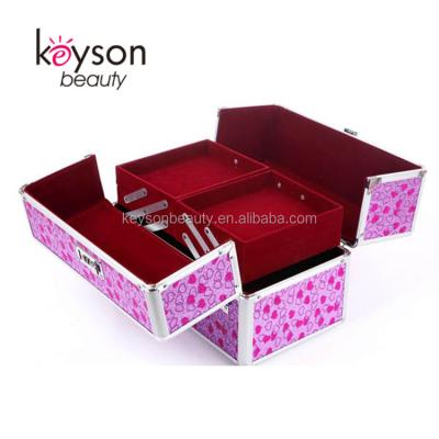 China Cheap Fashoion Keyson Large Heat Shape Print Square Corners Makeup Travel Case for sale