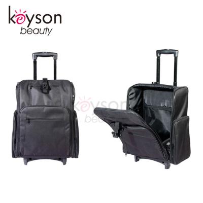 China Nylon Makeup Kit Trolley Beauty Bag High Quality Hair Nylon Rolling Keyson Train Case for sale