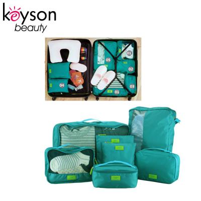 China Keyson China Portable Custom Polyester 7pcs in 1 Travel Luggage Organizer Pouch Set Bag for sale