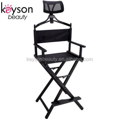 China Keyson Lightweight And Foldable Black Aluminum Makeup Artist Chair With Headrest for sale