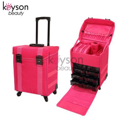 China Nylon Rolling Makeup Artist Train Case with Pockets and Fashion Keyson Nail Pullers for sale