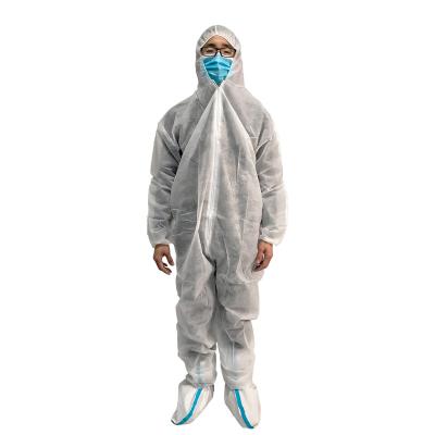 China With Hood Disposable Coveralls, Front Zipper Elastic Wrists Ankles, Dustproof Polypropylene PP Coverall Suit With Hood For Man for sale