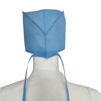 China Comfortable Nonwoven Hair Net Blue Disposable Medical Cap With Tie for sale