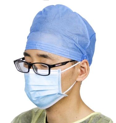 China JUENYA Latex Free Hospital Hair Working Cap With Elastic Back SMS Blue Unisex Disposable Surgeon Cap for sale