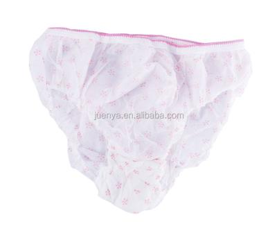 China Hot Selling Spa Beauty Cotton Travel Hospital Disposable Panties Women Nonwoven Printed Underwear for sale