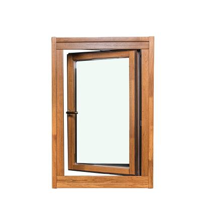 China Aluminum Wood Screen Window Folding Solid Wood Exterior Windows for sale