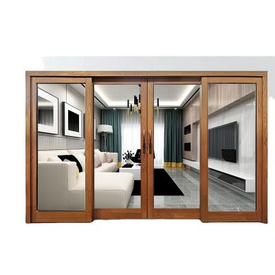 China VENT anti-theft lift and sliding door -solid wood frame with glass-for interior partition sliding wooden door manufacturer in china for sale