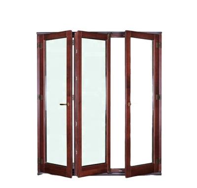 China Sliding House Wood Door Bi Fold Screen Door Tempered Glass Thermal Soundproof Balcony Interior High Quality Wood Door for sale