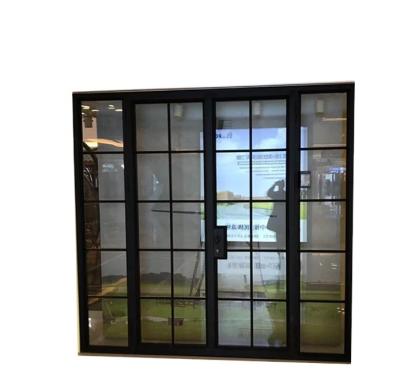 China Magnetic Screen Style French Horizontal Narrow Frame Customized Color Double Glass Sliding Aluminum Windows And Doors With Grille Design for sale