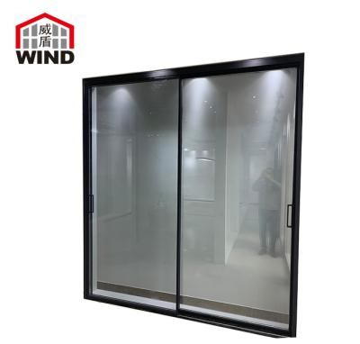 China Graphic Design Roto Alloy+glass Thermal Easy Maintenance Anti-deformation Cut Proof Aluminum Slide Doors Modern Horizontal Wind for sale