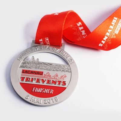 China Europe Personalized Custom High Quality Zinc Alloy 3d Metal Award Marathon Gold Sport Running Medal Souvenirs With Ribbon for sale