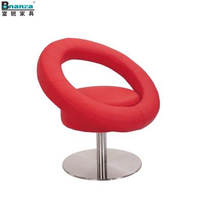 China Modern Casual Cafe Swivel Bar Modern Red Leather Chair With Solid Brushed Stainless Steel Base Color Options for sale