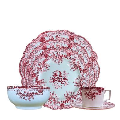 China Sustainable High Quality Heath Porcelain Plates Sets Restaurant Hotel Dish Ceramic Plates Dinnerware Sets for sale