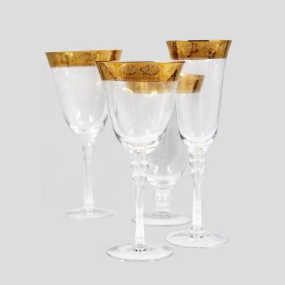 China Stocked Horn Cup All Wine Glass Custom Size Gold Plated Wedding Wine Glass Loose Crystal Gold Rim for sale