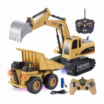 China RC Model Excavator Toy Truck Remote Control RC Toys Construction Vehicles For Boys Girls Kids 1/24 RC Tractor With Rechargeable Batteries for sale