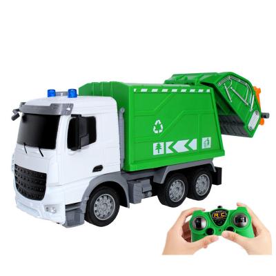 China Electric Remote Control RC Truck RC Model Waste Recycling Toys Set with Rechargeable Bin Lights Waste Management Garbage Truck Toys for sale