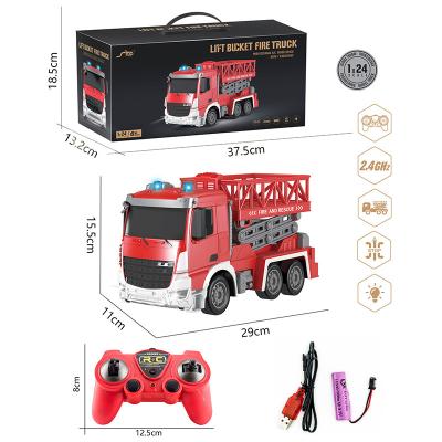 China Newest Fire Truck Toy Remote Control 6 Channel 2.4G Water Ignition Spray FireTruck 2.4G RC Model for Kids Children Toys Plastic Bucket for sale