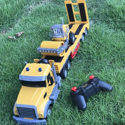 China RC model 1:24 rc truck full working tractor trailer with lights and sound hauling toy for kids semi trailer kit wrecker car for sale