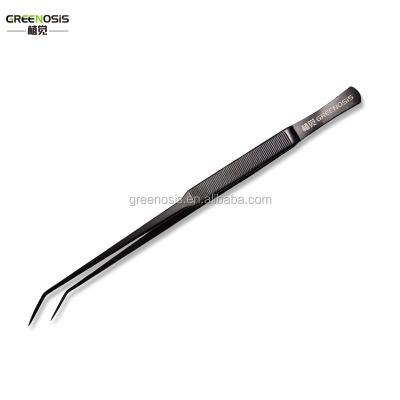 China GREENOSIS Quality Aquarium Sustainable Maintenance Plant Kit Black Carbonized Curved Tweezer for Live Plants Grass for sale