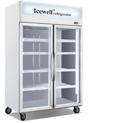 China Stainless Steel Commercial Glass Door Single-temp Upright Single Temperature Kitchen Refrigerator for sale