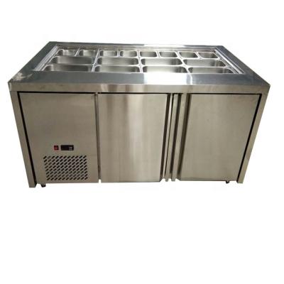 China Single-temperature display salad bar restaurant kitchen workbench undercounter fridge refrigerator for sale