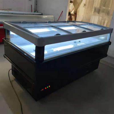 China 2 Meter Length Black Color Low Temperature Supermarket Frozen Food Display Chest Freezer Single-temperature for sale