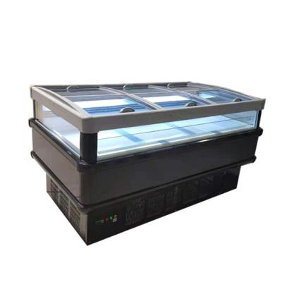 China Single-temperature 2 Meter Compressor Build In Air Cooling Sliding Glass Door Frozen Meat Display Freezer for sale