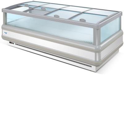 China Single-Temperature Supermarket Frozen Food Top Door Open Glass Chest Refrigerator for sale