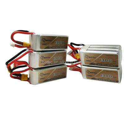 China Long Warranty 22.2V 6S 1300mah 100C Lipo Battery Pack With XT60 Plug For RC Drones for sale