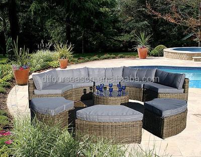 China Garden Set Curved Modular Rattan Garden Furniture Set - 9 Pieces for sale