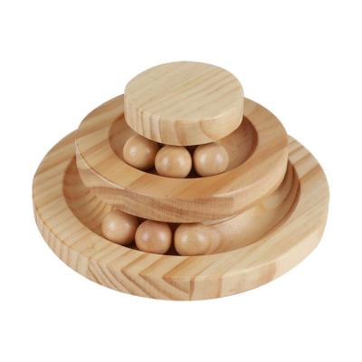 China New Design Cat Turntable Toy Fashion High Quality Wooden Happy Circle Viable Wooden Pet Cat Toys for sale