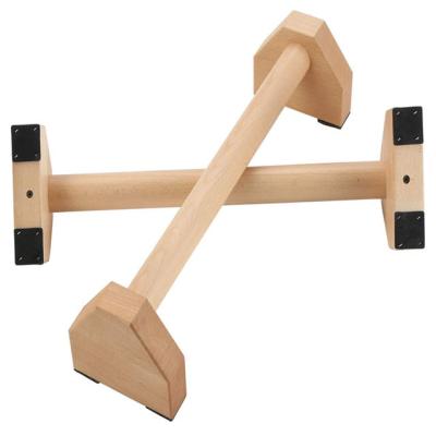 China Bodybuilding Fitness Factory Direct Wooden Push Up Rack Wooden Parallettes Pump Bars Home Workout Equipment for sale