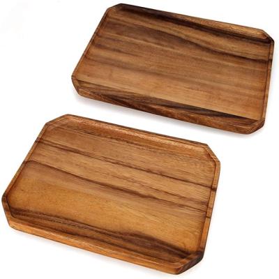 China Custom Dish F Solid Wood Square Serving Trays Rectangle Acacia Wood Chopper Viable Wooden Thick Cutting Boards Chopping Plates for sale