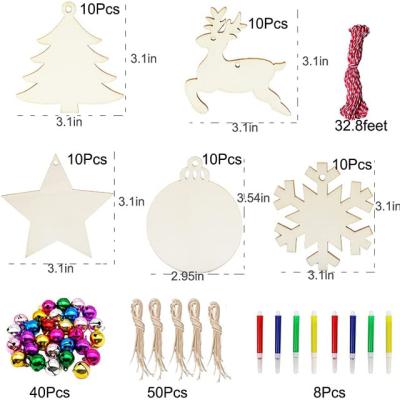 China Christmas Home Decoration Ornament Wood Pendant Decor Accessories Wooden Crafts Assorted Shapes for sale