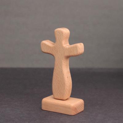 China Europe Cross Table Wooden Crucifix Wood Top Handcrafted Wooden Cross On Stand Religious Gift Cross for sale