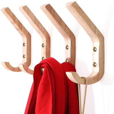 China Sustainable Wooden Coat Rack Hanger Hooks Living Room Wall Rack for sale