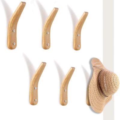 China Expandable Wood Wall Mounted Hook Rack Hanger Coat Hook Wooden Fabrics Hooks for sale