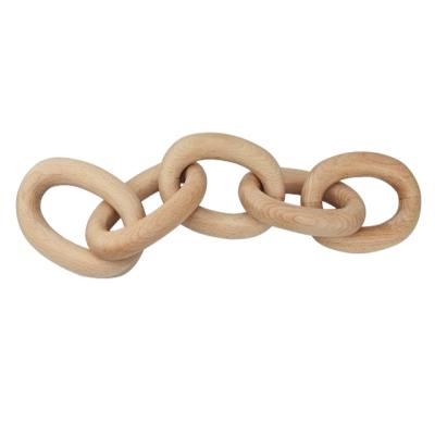 China Europe Decorative Wood Chain Link Hand Carved Amazon Wood Hot Selling Chain 5-Link Wooden Chain Link for sale