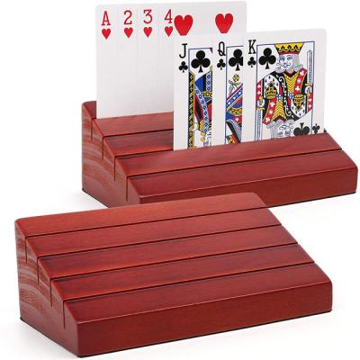 China Entertaiment Game Cards Card Table Card Holders Poker Wood Deck 2 Pieces Set Natural OEM Custom Design for sale