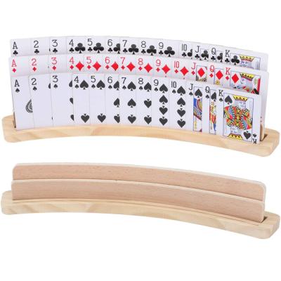 China Entertaiment Game Cards Elders Children Adults Solid Wood Game Card Holder Wood Curved Game Card Holder Holders Tray for sale