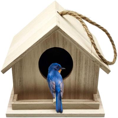 China Small Breathable Customized Outdoor Hanging Wooden House For Bird Parrot Nest Safe Bird Feeders For Garden Backyard for sale