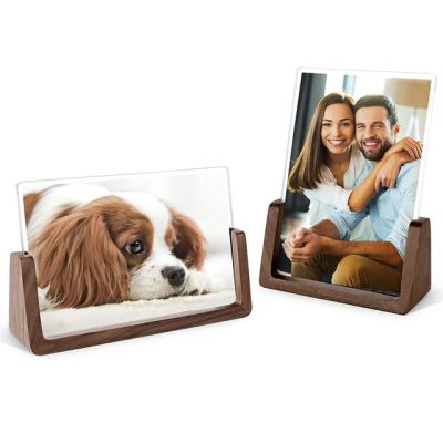 China Good Quality Minimalist Various Style Walnut Base Photo Fashion Customized U Frame Customized Logo Alloy Wood Fashionable 1 Color for sale