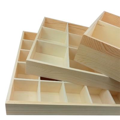 China Pine Handmade Rectangular Storage Wooden Box Without Lids Wooden Jewelry Box for sale