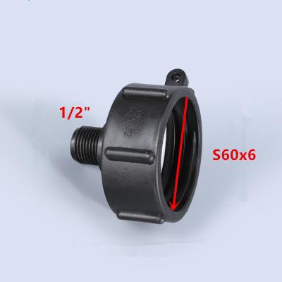 China PP Thicken IBC Tank Adapter S60*6 Coarse Thread Garden Hose End Reducer Connector To 1/2