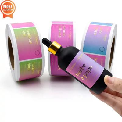 China Custom Printed cosmetic Logo Sticker waterproof Self Adhesive label Vinyl Roll bottle packaging Label custom stickers for sale